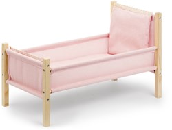 Skrallan doll bed wooden toy bed pink for baby dolls 53 cm