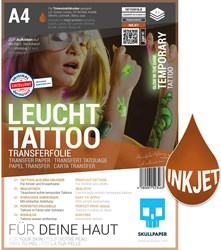 Skullpaper tattoo film A4 glow in the dark for inkjet printer 4 sheets