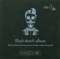 SMLT sketchbook black paper square 14 cm 170gsm 32 sheets FSC