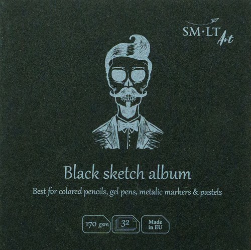 SMLT sketchbook black paper square 14 cm 170gsm 32 sheets FSC