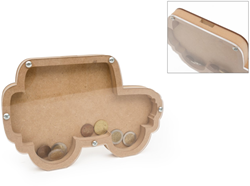 Hobbygroep money box car MDF transparent decorative 25.2x16.5x1.6 cm