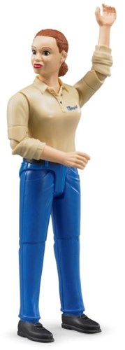 Bruder play figure woman fair skin blue trousers 10.7cm toy-3