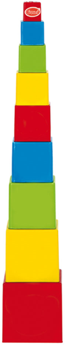 Gowi toy square stacking pyramid - colorful stacking blocks 9-piece
