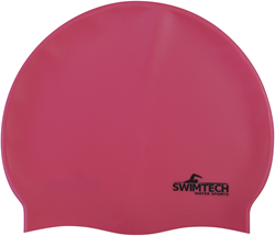 SwimTech silicone swim cap pink - comfortable swimming cap for adults