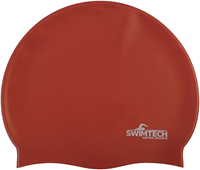 SwimTech silicone swim cap red - comfortable adult swimming cap