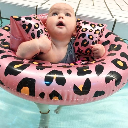 Swim Essentials Baby Zwemzitje Roze Panterprint 0-1 jaar