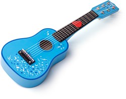 Tidlo wooden guitar blue - children's guitar with star print