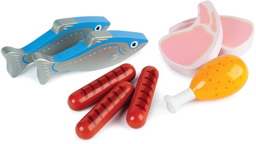 Tidlo wooden toy meat and fish set - educational pretend play