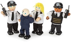 Tidlo police play figures set with prisoner - wooden dolls