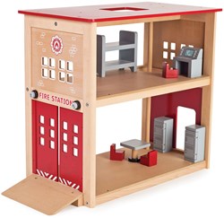 Tidlo fire station wooden toy playset for children