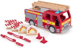 Tidlo fire engine wooden toy with accessories red 37 cm
