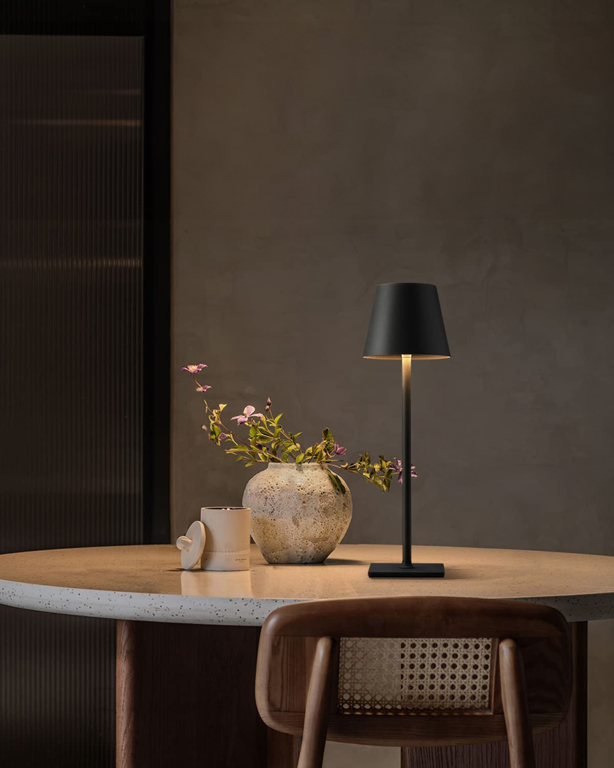 Attalos Table lamp industrial USB C rechargeable reading lamp Dimmable Touch LED Lamp black Heavy quality desk lamp Wireless lamp 38cm bedside lamp