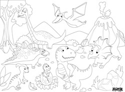 Matta Kids - Dino bos - Herbruikbare Kleurplaat en Veegplacemat