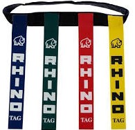 Rhino rugby tag belt green with tags per 10 for training and play