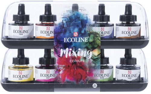 Bruynzeel Ecoline liquid watercolor set - 10x30ml mixing colors