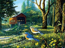 SunsOut puzzle Terry Doughty - jigsaw Sleepy Hollow Blue Birds 1000 pieces