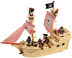 Tidlo wooden pirate ship Paragon with accessories - toy