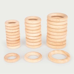 TickiT wooden rings educational toy 56 mm - set of 10