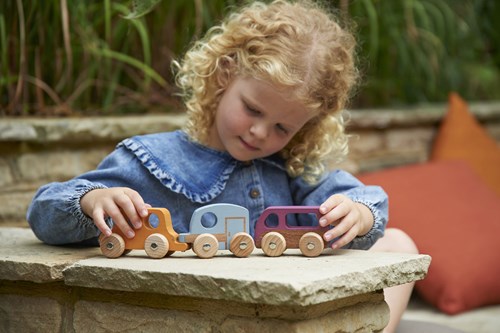 TickiT wooden toy vehicles rainbow - adventure vehicles set-3