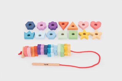 TickiT wooden lacing toy - Rainbow threading shapes - 28 pieces-3