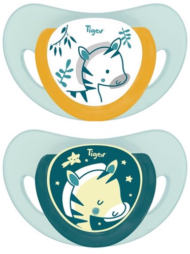 Tigex baby pacifier silicone zebra 18-36 months day and night