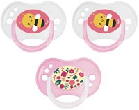 Tigex silicone pacifiers 6-18 months pink day and night set of 3