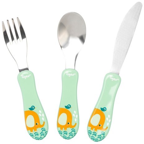 Tigex stainless steel cutlery set for kids - colourful and ergonomic