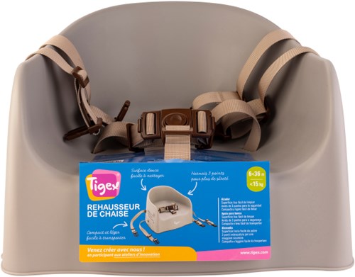 Tigex booster seat high chair taupe 6-36 months safe and compact-2
