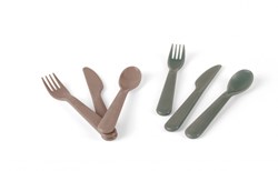 Dantoy cutlery set bioplastic baby dinnerware mocha olive green 6-piece