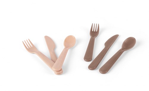 Dantoy cutlery set baby BIOplastic sand mocha 6-piece sustainable