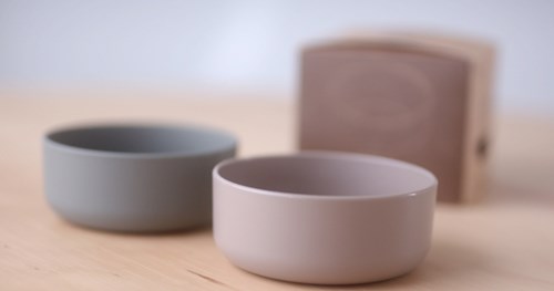 Dantoy baby bowl set BIOplastic mocha olive green 2-piece eco-friendly-2