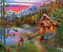 SunsOut puzzle Stone Bridge Lake 1000 pieces Tom Wood art