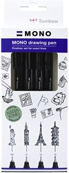 Tombow Tombow Mono Fineliner Set 4 stuks Fijn