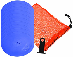 Precision blue marker discs - training equipment set of 10 pieces