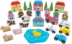 Bigjigs Wooden Train Tracks Extension Set - Figures & Buildings