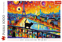 Trefl jigsaw puzzle Cat in Paris - 1000 pieces - colorful Paris cat puzzle-2