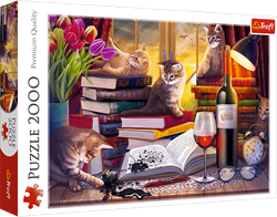 Trefl jigsaw puzzle cat's evening 2000 pieces - colorful FSC puzzle