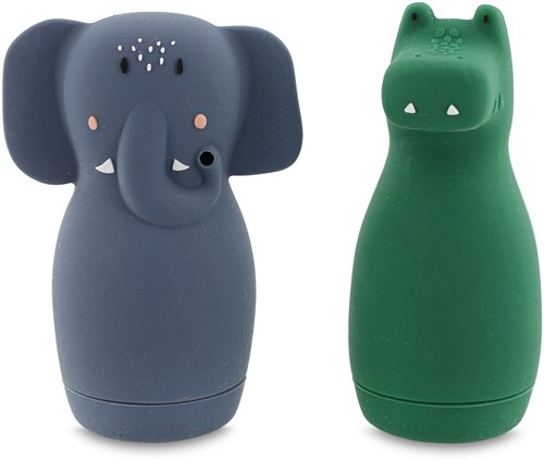 Trixie bath toy silicone squirting animals Mrs. Elephant & Mr. Crocodile
