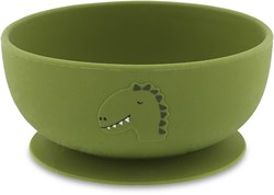 Trixie silicone bowl with suction - baby tableware Mr. Dino green