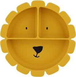 Trixie silicone kids plate with compartments - Mr. Lion - with suction cup - yellow