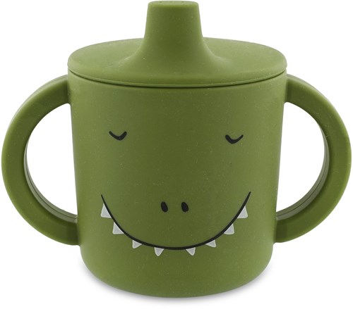 Trixie silicone sippy cup green Mr. Dino - leak-proof baby drinking cup