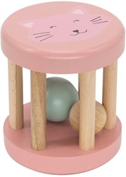 Trixie wooden baby rattle pink - silicone rings Mrs. Cat sensory toy