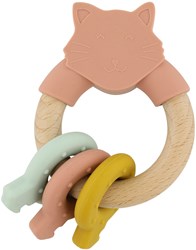 Trixie wooden activity ring baby pink - silicone teether Mrs. Cat