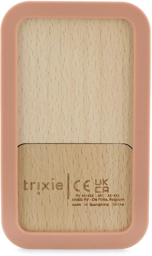Trixie wooden baby phone with silicone - Mrs. Cat - pink toy