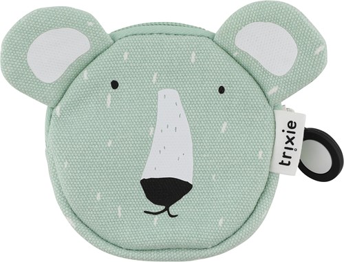 Trixie wallet - kids coin purse Mr. Polar Bear green cotton