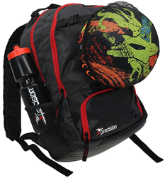 Precision backpack sports bag with ball holder 44 litres black-red