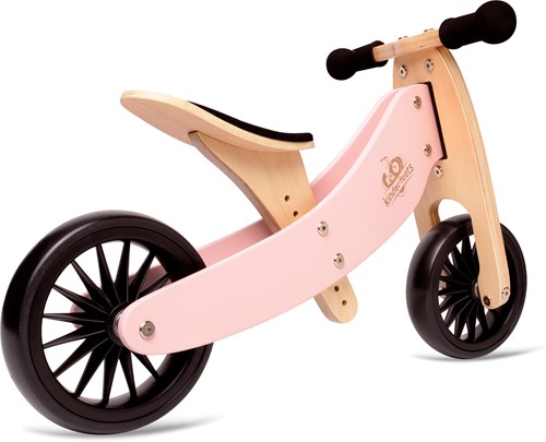 Kinderfeets 2-in-1 wooden balance bike & tricycle Tiny Tot Plus - Rose-2