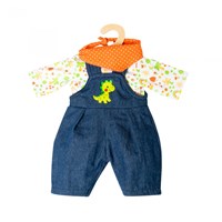 Heless baby doll dungarees set Dino 3-piece 28-35cm doll clothes