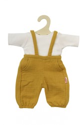 Poppen Tuinbroek Okergeel, maat 28-35 cm