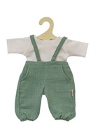 Heless doll clothes dungarees and t-shirt green-white organic cotton 28-35 cm